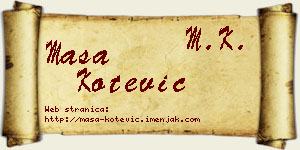 Maša Kotević vizit kartica
